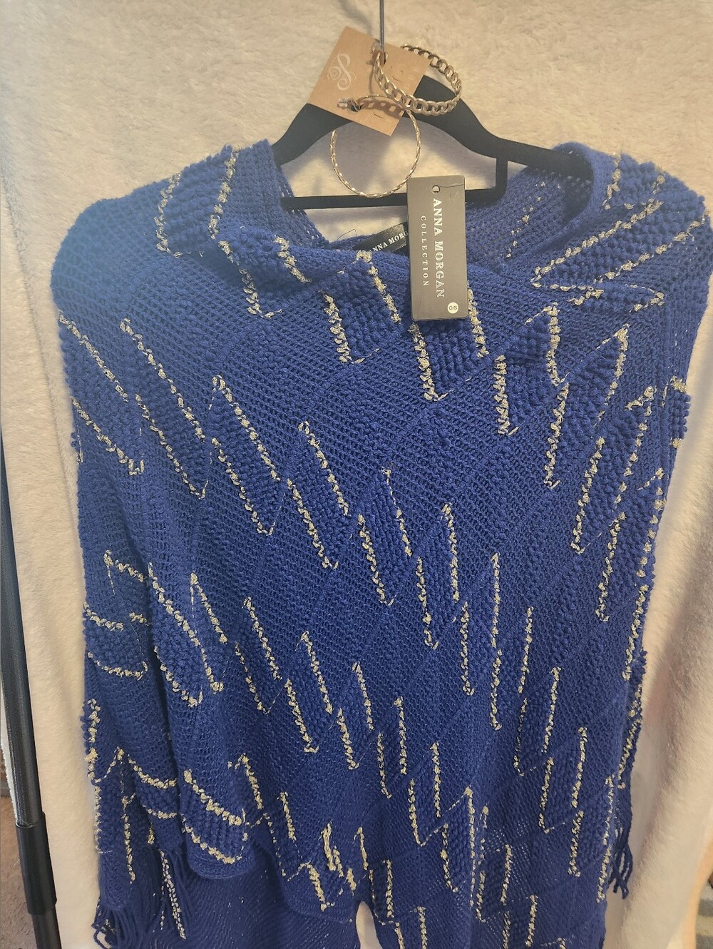 Anna Morgan knit poncho & Plunder Hoops